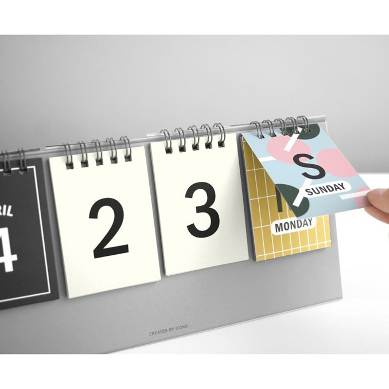Detail of Simple flip perpetual standing desk calendar
