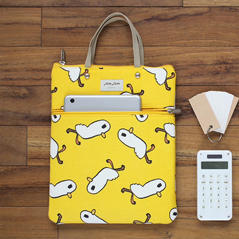 Duck - Jam Jam pattern zipper small tote bag