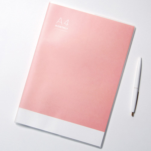 Pink - A4 size slim undated monthly planner