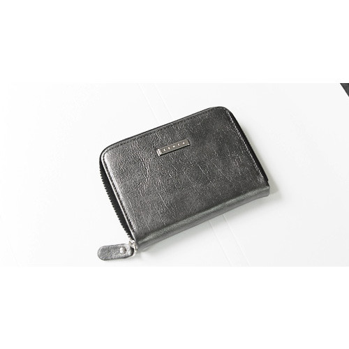 Space gray - Simple zippered accordion card wallet