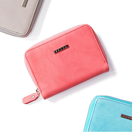 Peach - Simple zippered accordion card wallet