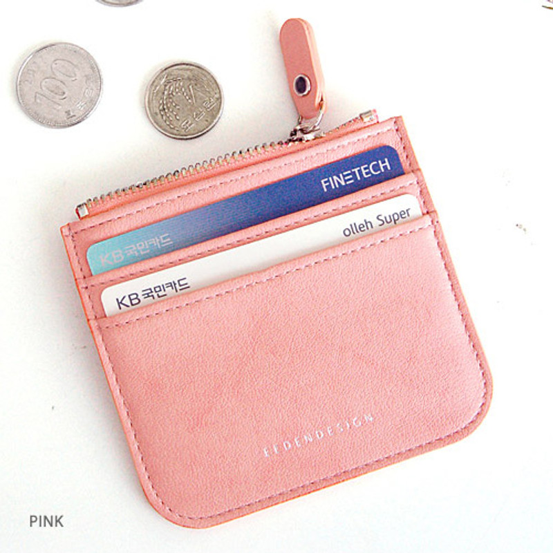 Pink - Simple flat pocket card case holder Pink - Simple flat pocket card case holder