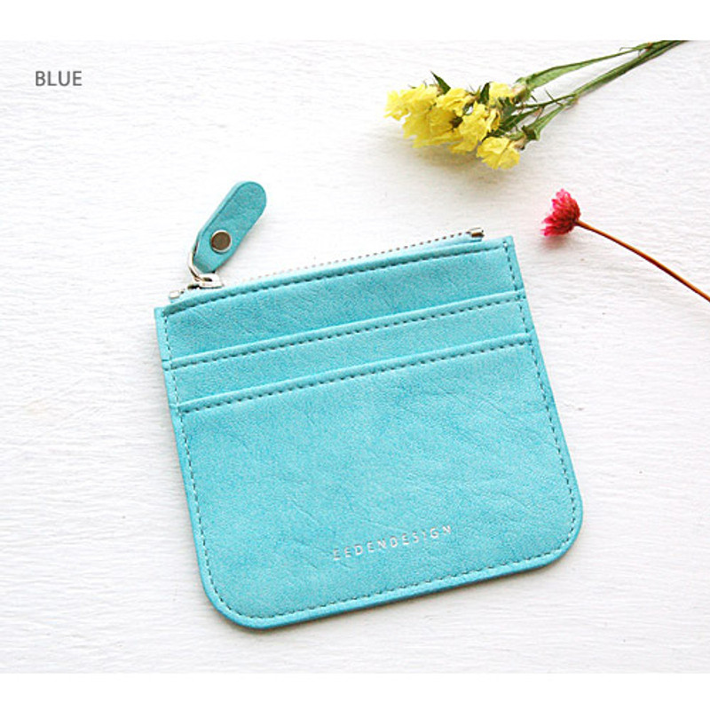 Blue - Simple flat pocket card case holder Blue - Simple flat pocket card case holder