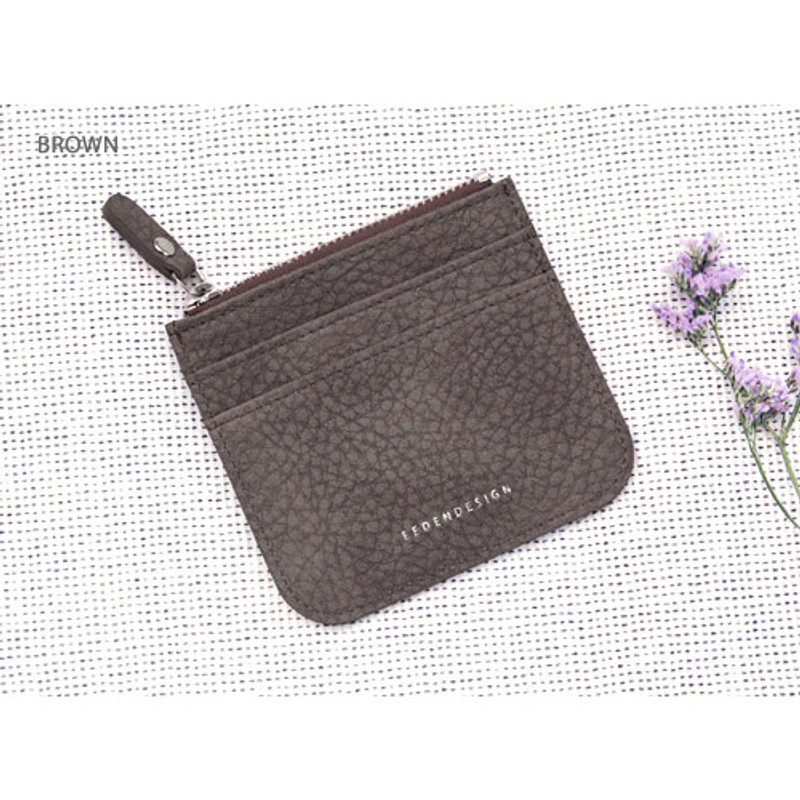 Brown - Simple flat pocket card case holder Brown - Simple flat pocket card case holder