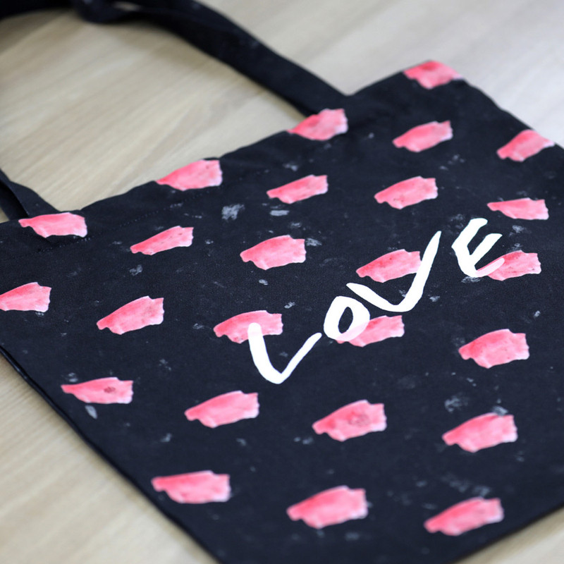 Love Polyester Oxford shoulder tote bag