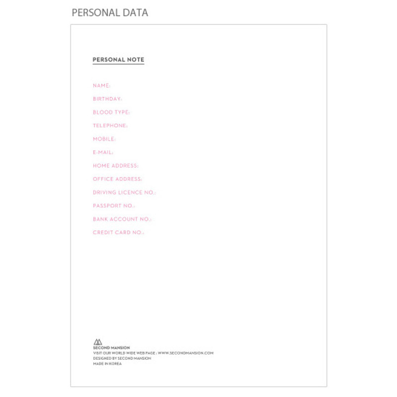 Personal data - Midnight summer undated weekly diary