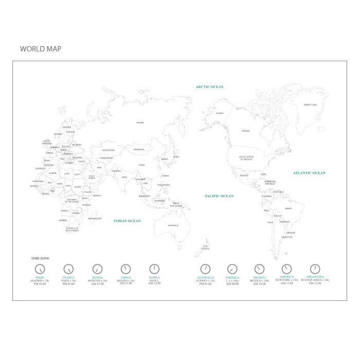 World map - Mellow pattern undated weekly diary