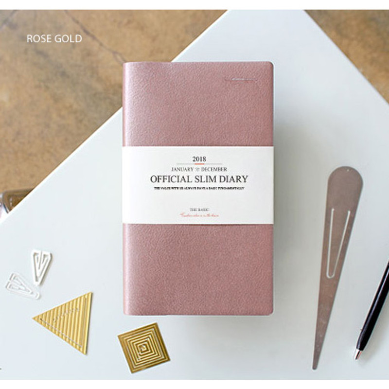 Rose gold - The Basic official slim undated weekly diary  Rose gold - The Basic official slim undated weekly diary