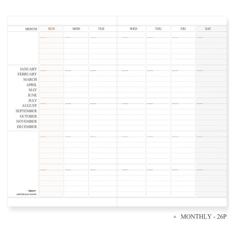 Monthly - The Basic official slim undated weekly diary  Monthly - The Basic official slim undated weekly diary