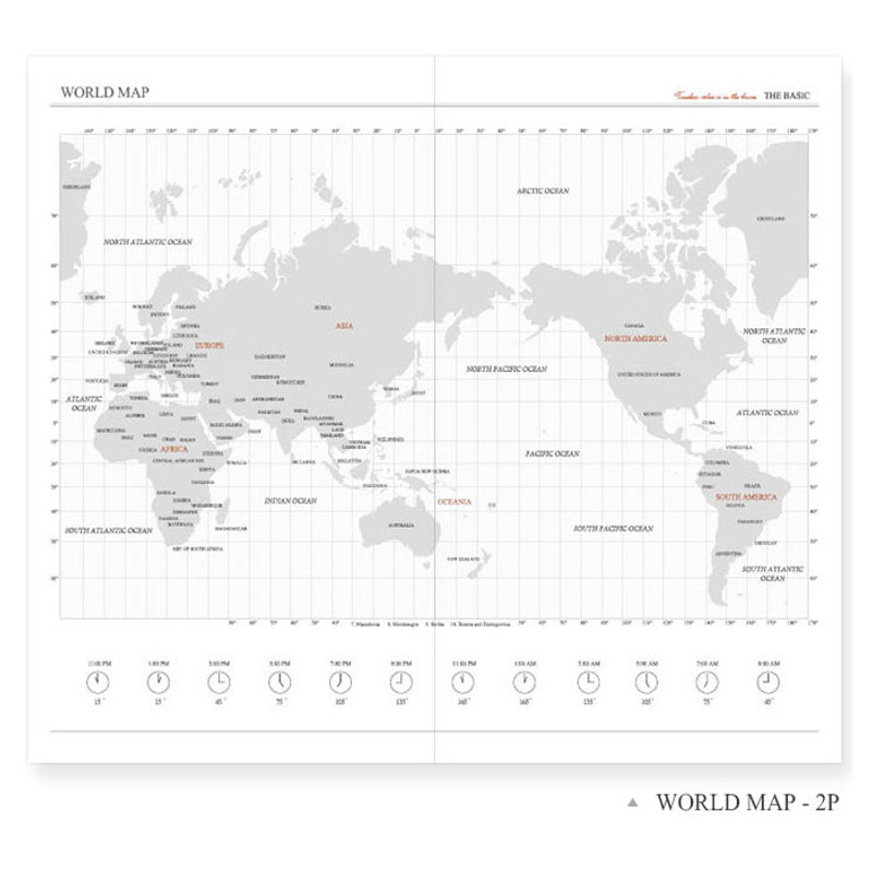 World map - The Basic official slim undated weekly diary  World map - The Basic official slim undated weekly diary