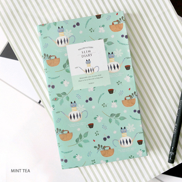 Mint tea - Willow pattern slim undated diary scheduler 