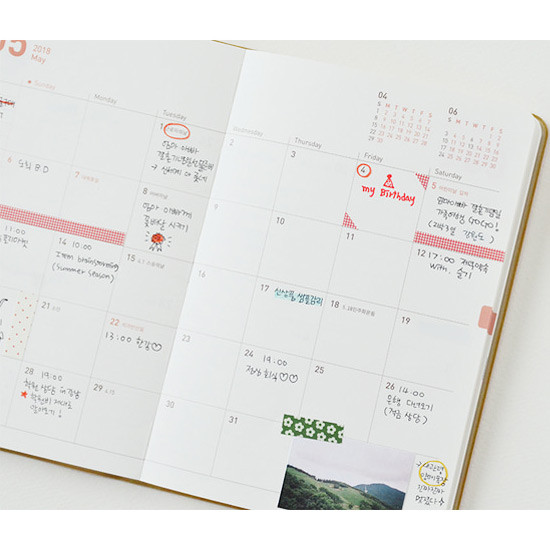 Monthly plan - 2018 One fine day dated weekly medium diary