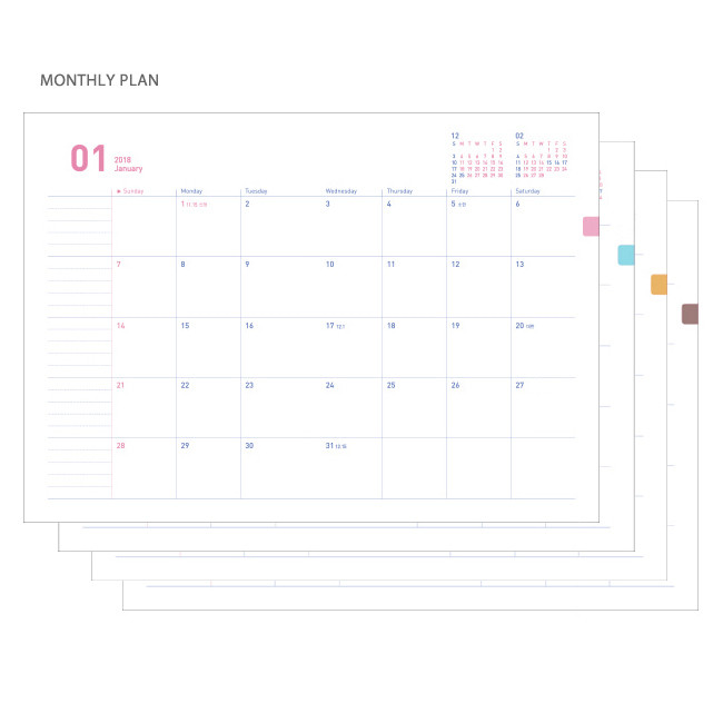 Monthly plan - 2018 One fine day dated weekly medium diary