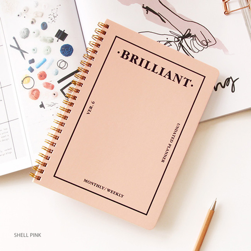 Shell pink - Brilliant spiral undated weekly diary scheduler Shell pink - Brilliant spiral undated weekly diary scheduler