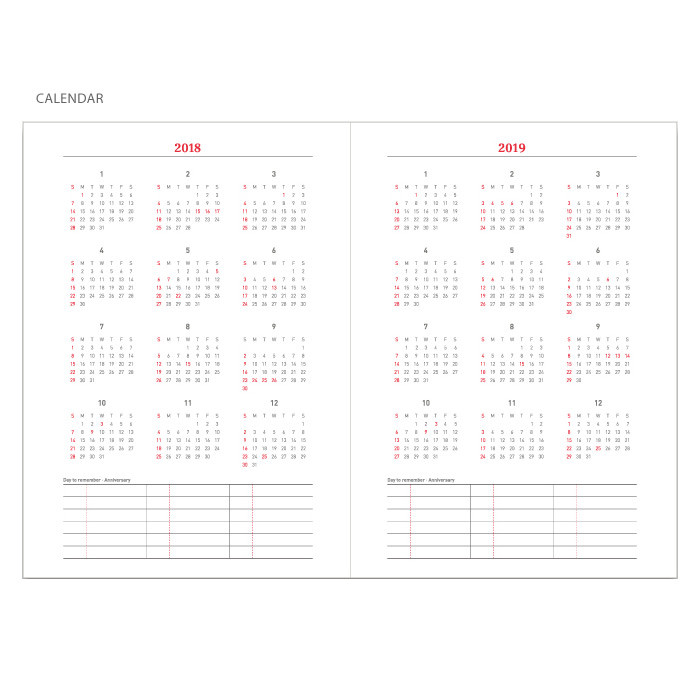 Calendar - 2018 Edit B5 dated monthly planner
