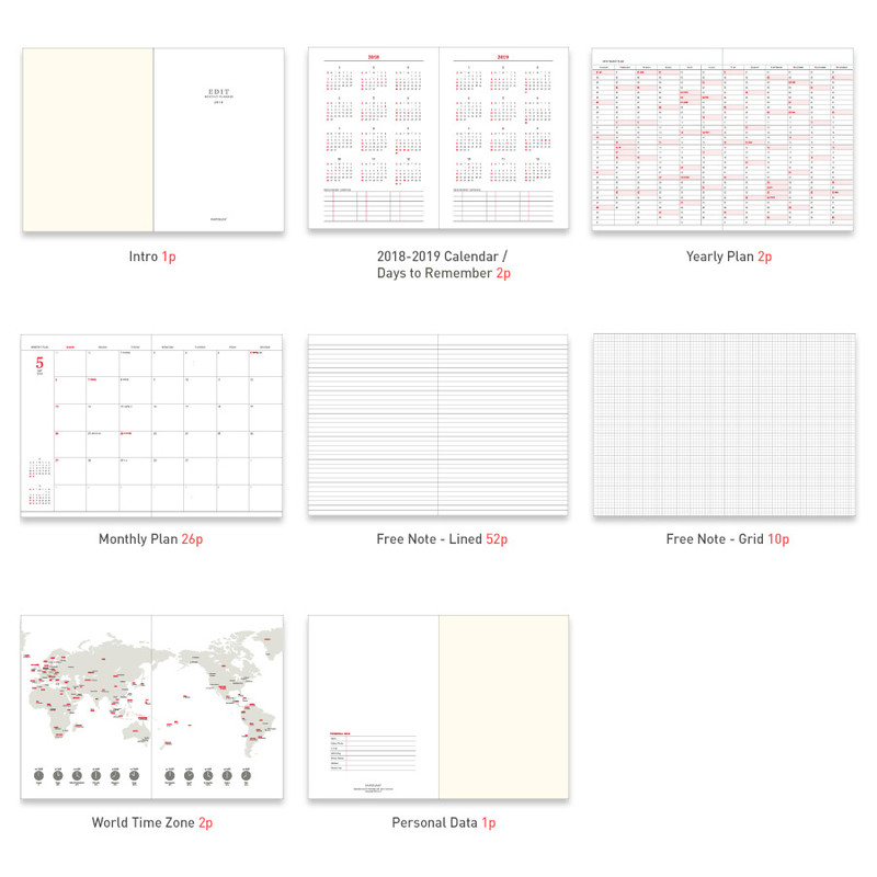 Composition of 2018 Edit B5 dated monthly planner