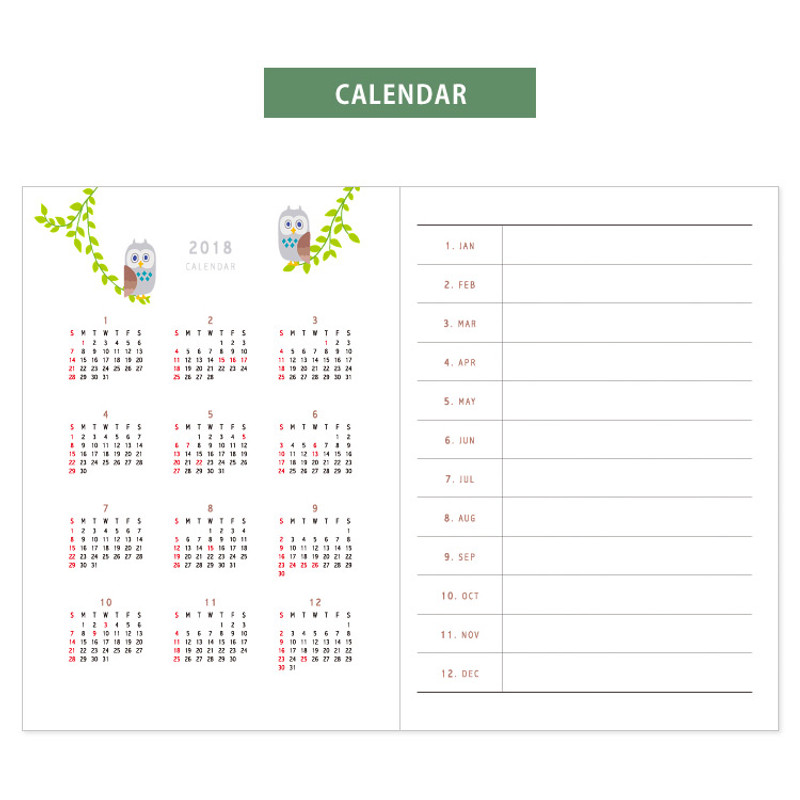 Calendar - 2018 Coconut dated weekly diary scheduler Calendar - 2018 Coconut dated weekly diary scheduler