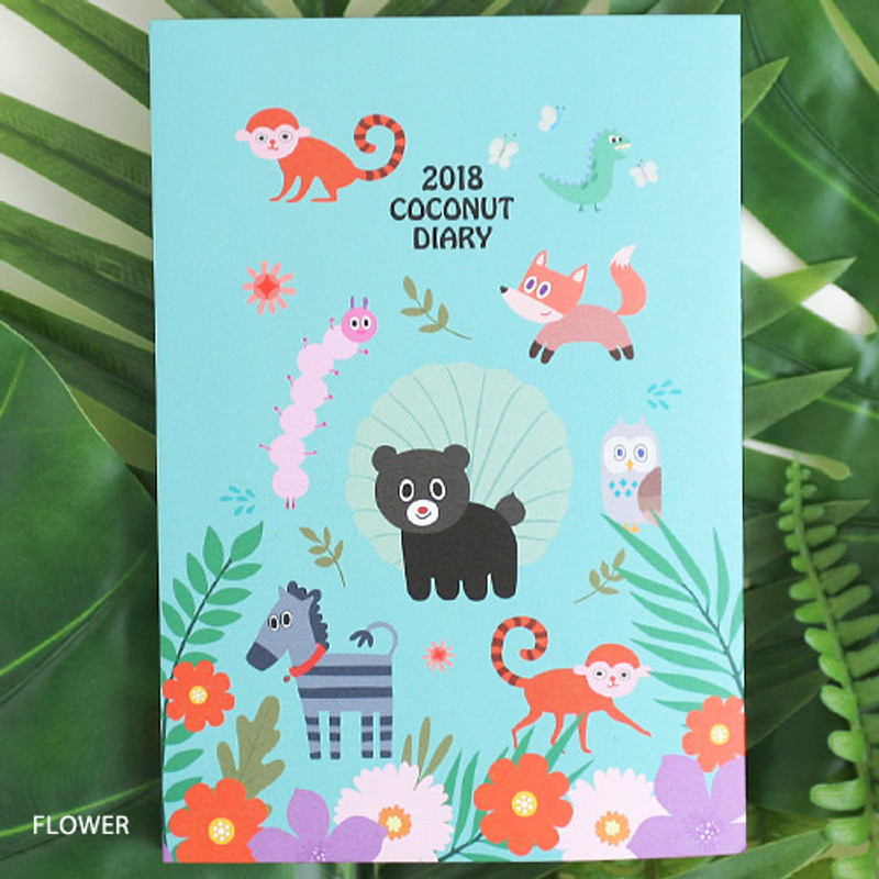Flower - 2018 Coconut small dated weekly diary scheduler  Flower - 2018 Coconut small dated weekly diary scheduler