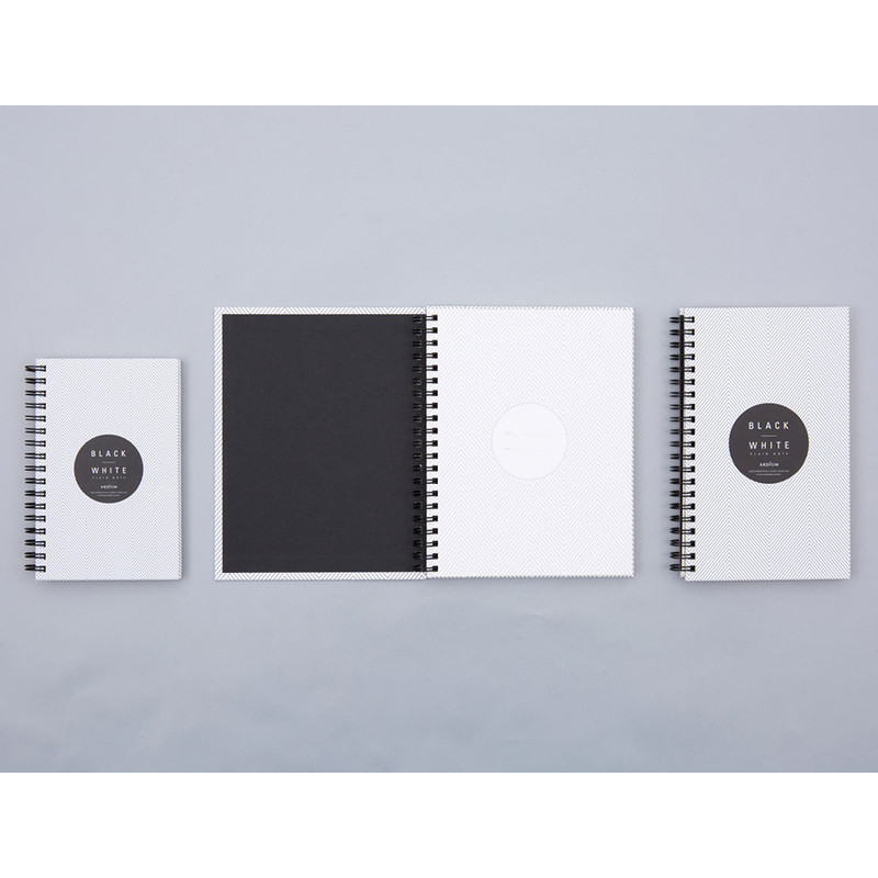 Black White spiral plain notebook - White