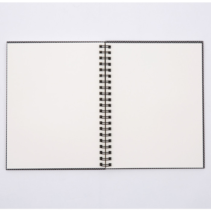Black White spiral plain notebook - Black
