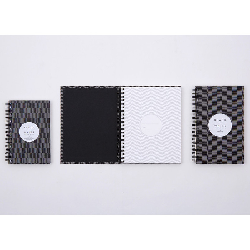 Black White spiral plain notebook - Black