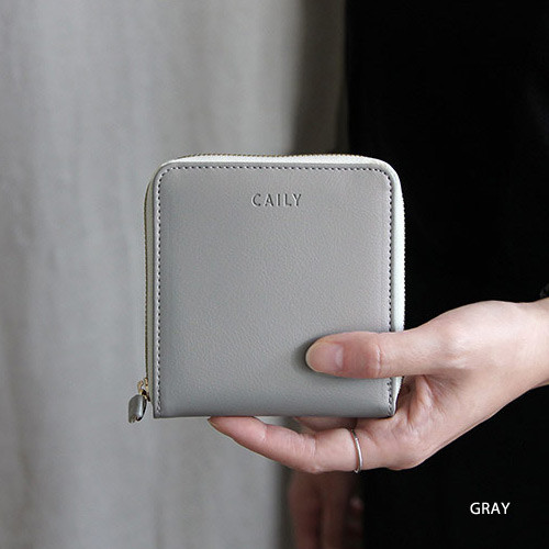 Gray - Caily zip around small wallet