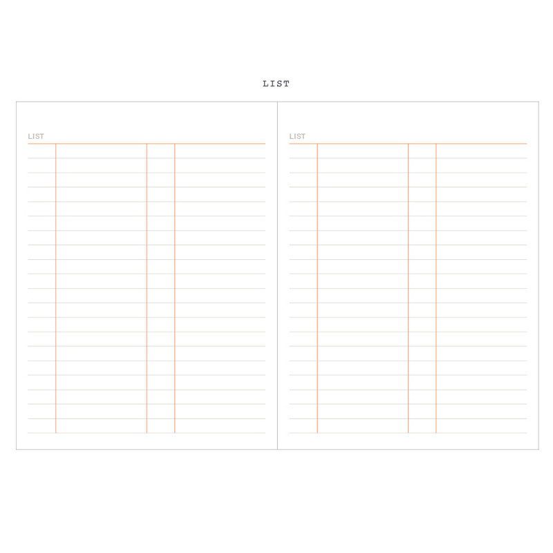 List - Agenda undated weekly diary planner