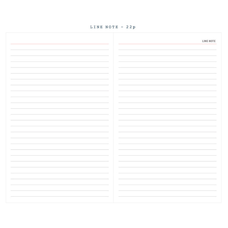 Line note - 2018 Agenda dated weekly diary