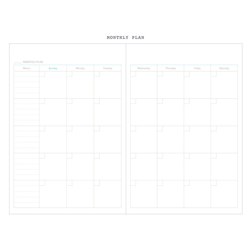 Monthly plan - Agenda large undated weekly diary