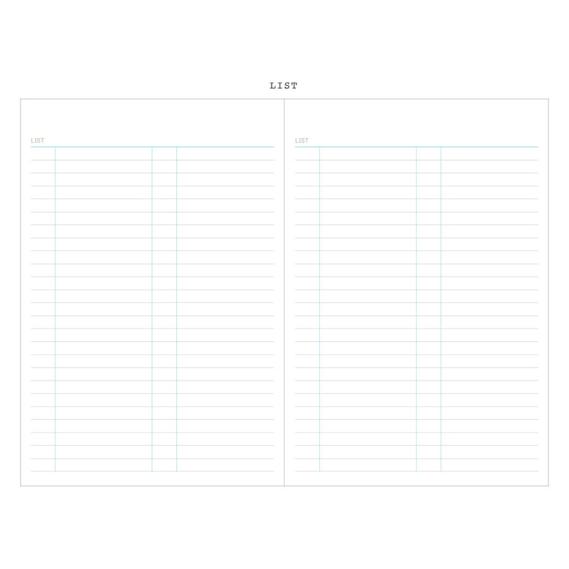 List - Agenda large undated weekly diary