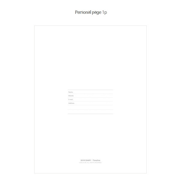 Personal page - 2018 Timeline dated weekly diary