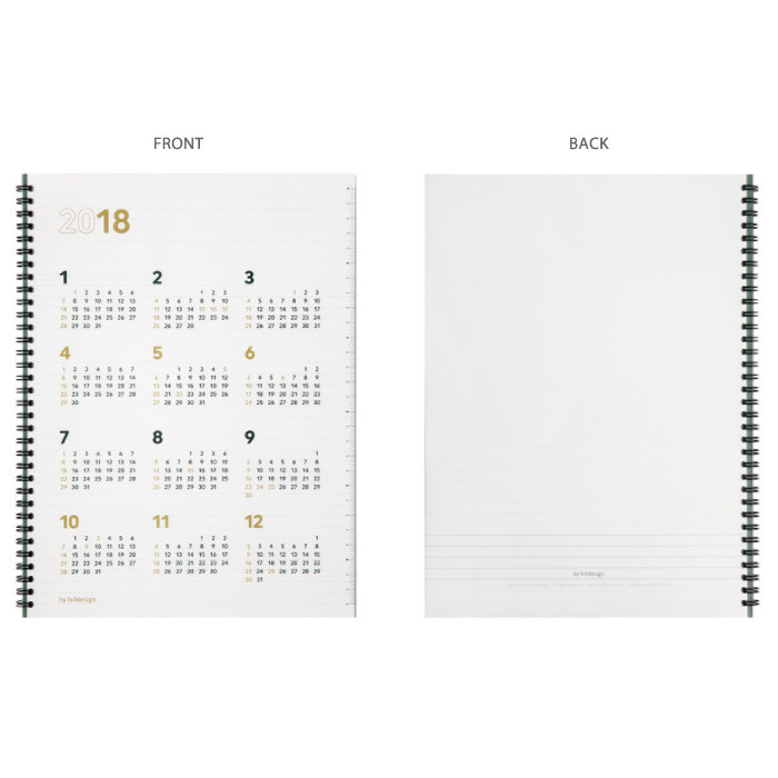 Front and back - 2018 Second spiral A4 dated monthly planner