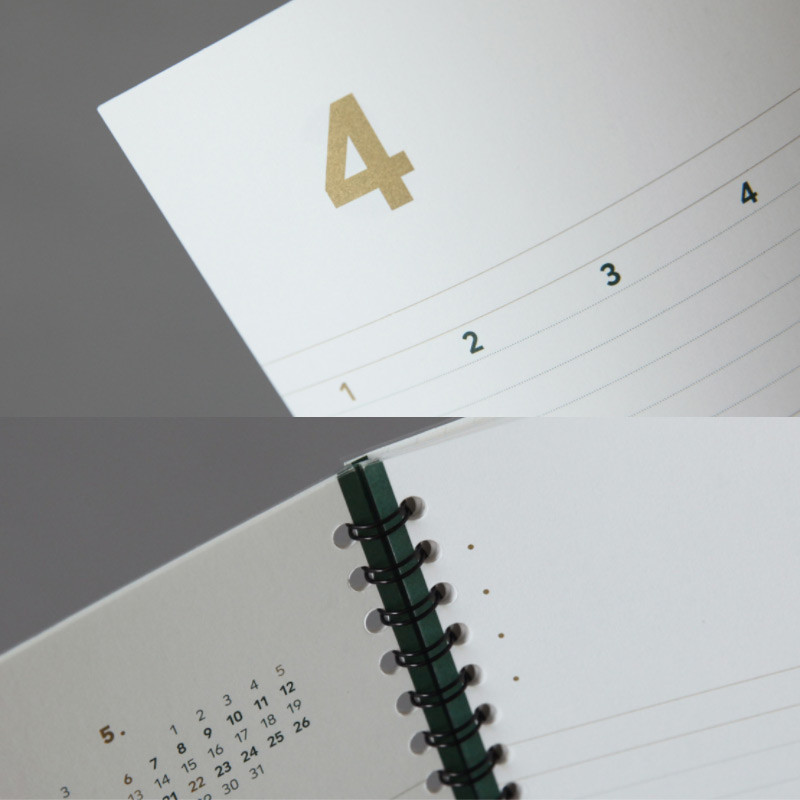 Detail of 2018 Second spiral A4 dated monthly planner