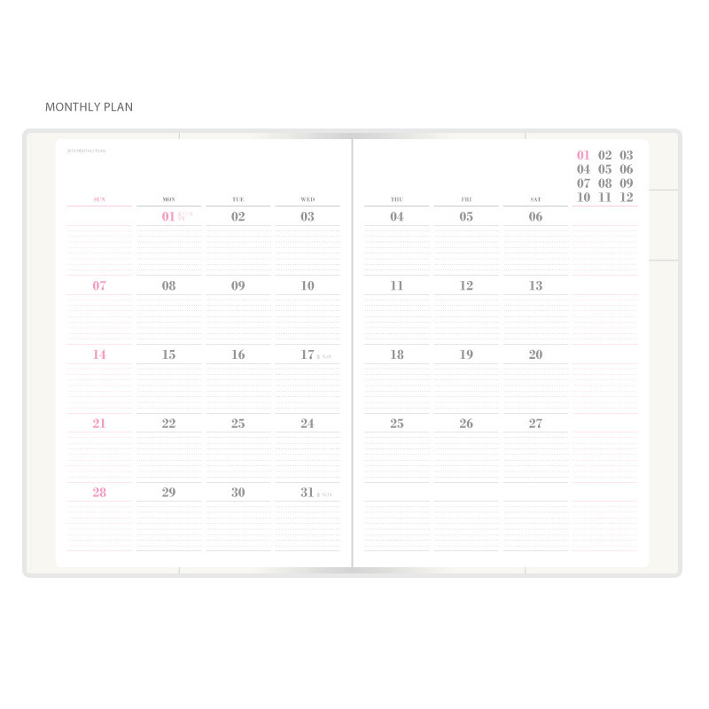 Monthly plan - 2018 Eat play work mate dated weekly diary 