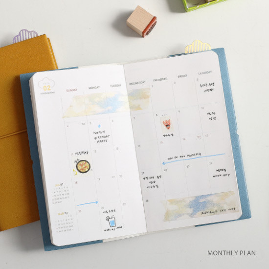Monthly plan - 2018 Cloud story dated weekly diary scheduler 