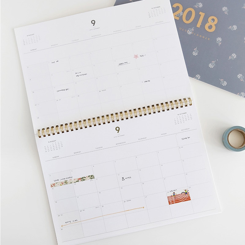Monthly plan - 2018 Spiral dual dated monthly planner