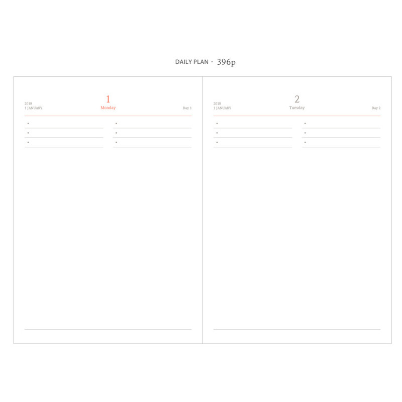 Daily plan - 2018 Object dated daily diary scheduler