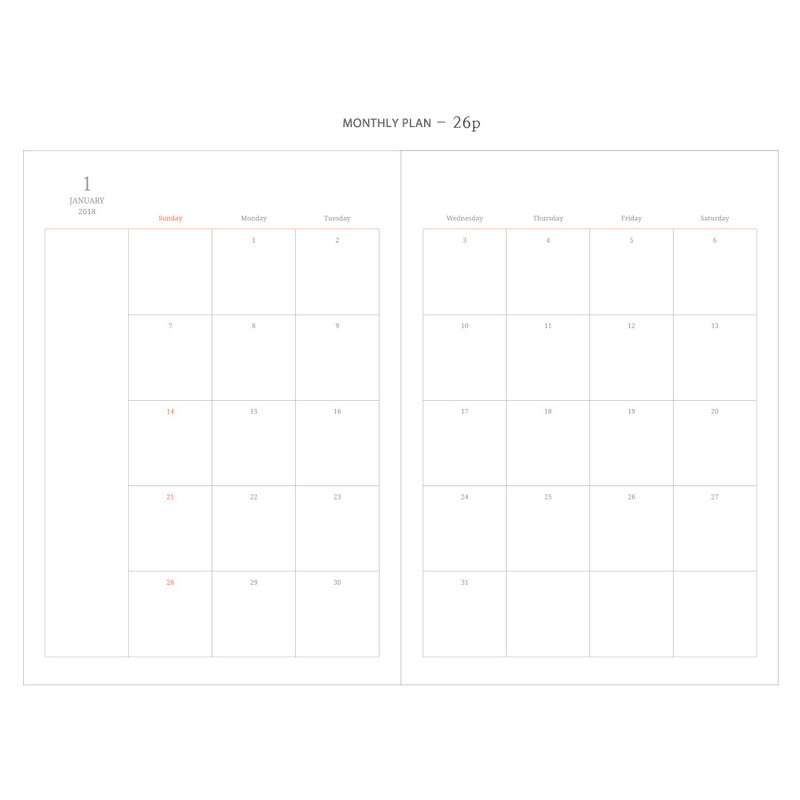 Monthly plan - 2018 Object dated daily diary scheduler