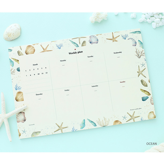 Ocean - Prust pattern undated weekly desk planner