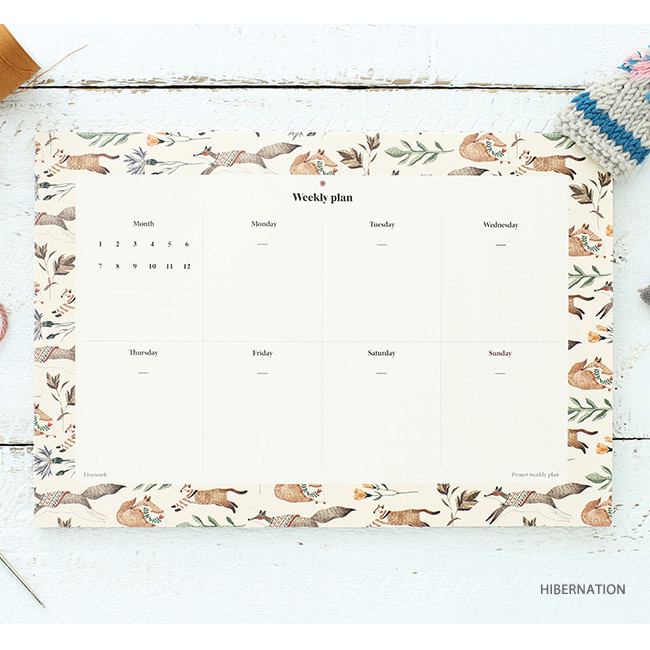 Hibernation - Prust pattern undated weekly desk planner