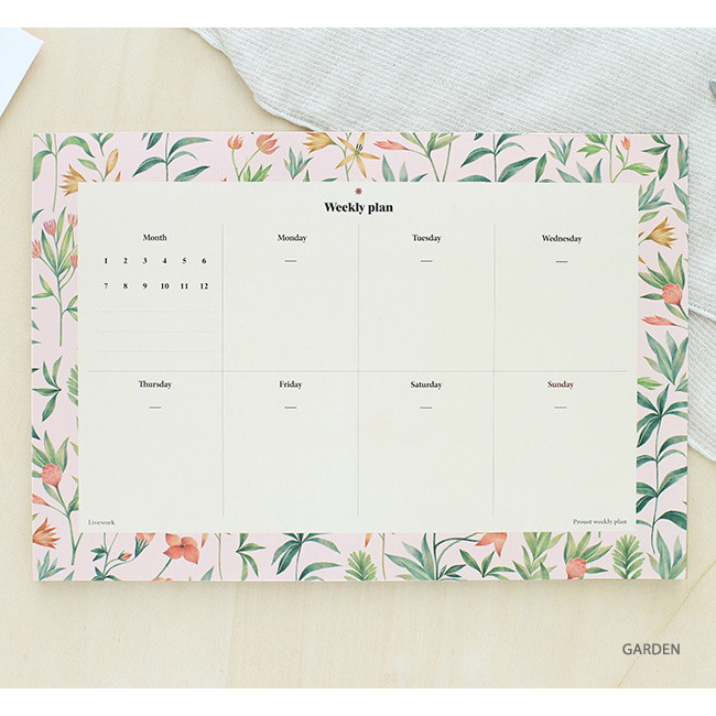 Garden - Prust pattern undated weekly desk planner