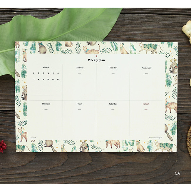 Cat - Prust pattern undated weekly desk planner