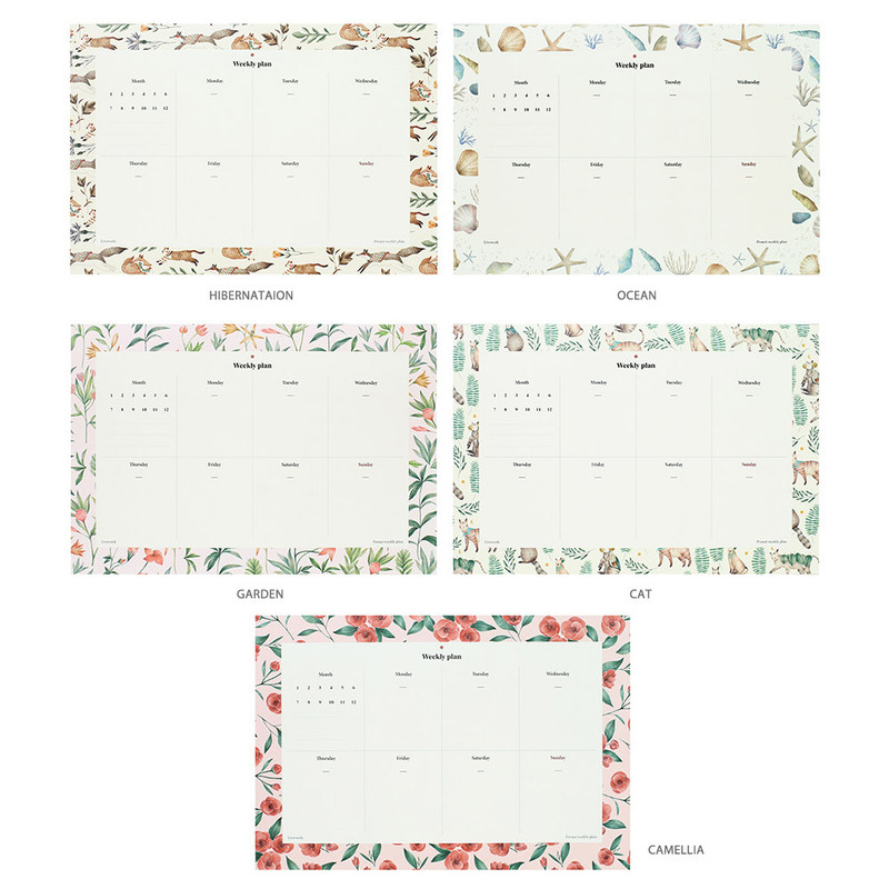 Prust pattern undated weekly desk planner