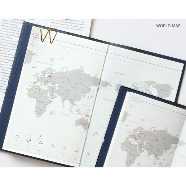 World map - Glitter medium undated weekly diary