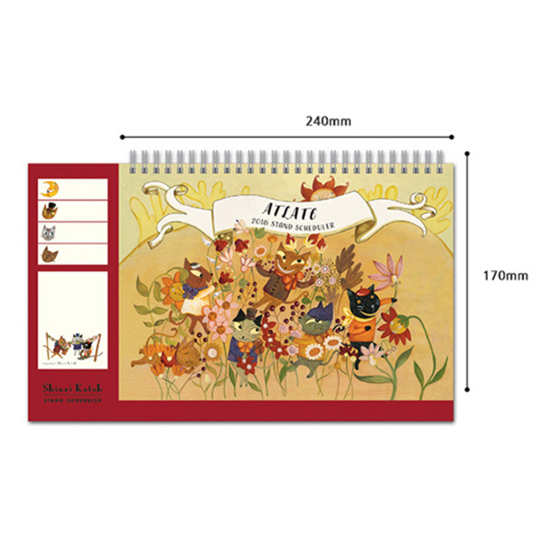 size - 2018 Atlate standing dated monthly scheduler with sticky notes