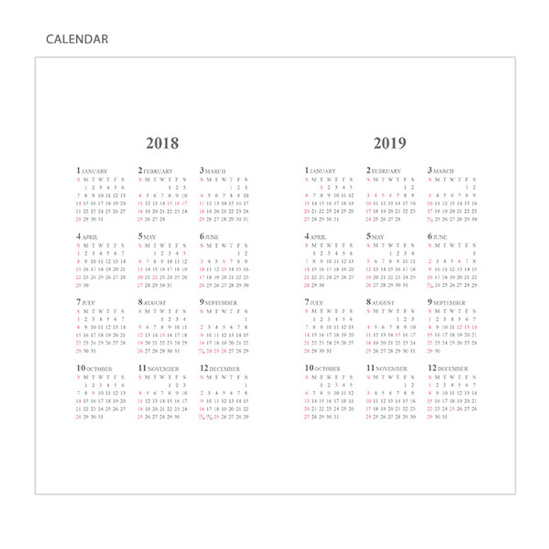 Calendar - 2018 Blanc dated weekly diary agenda with tassel