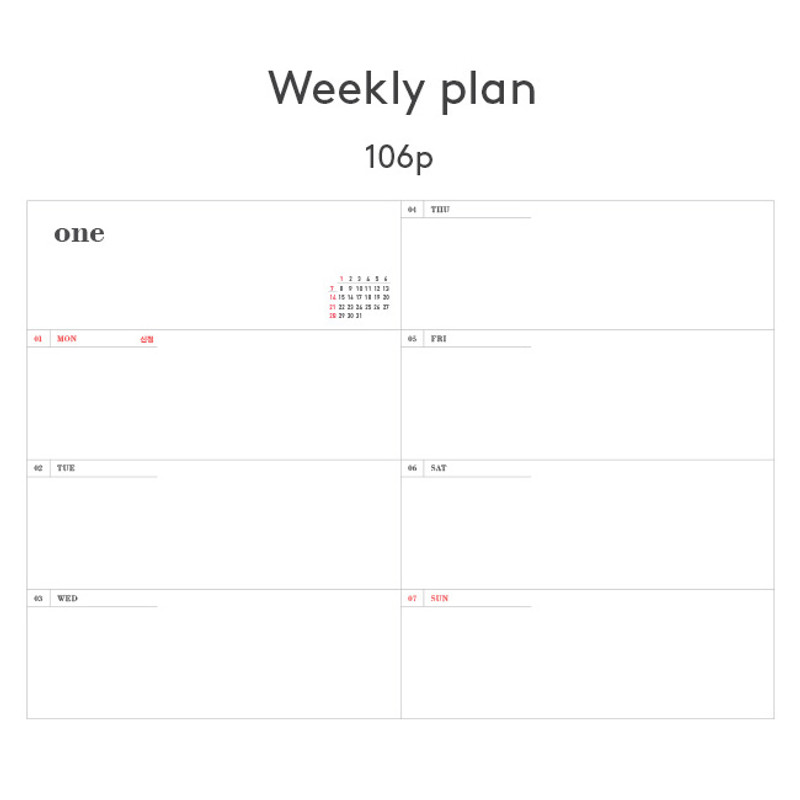 Weekly plan - 2018 Two zero one eight dated weekly diary