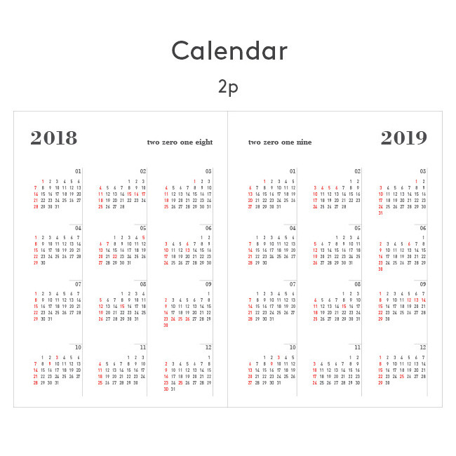 Calendar - 2018 Two zero one eight dated weekly diary