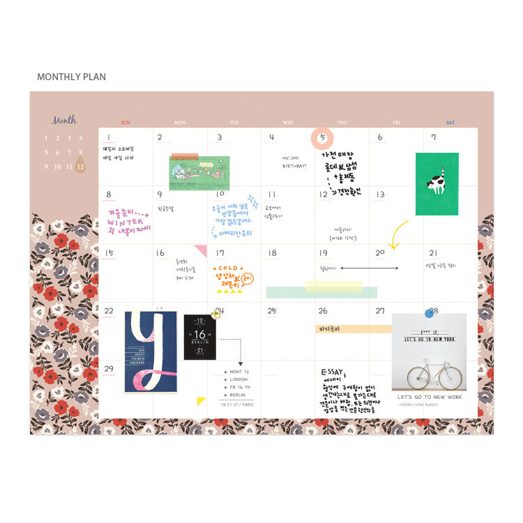 Monthly plan - Pour vous humming undated weekly diary