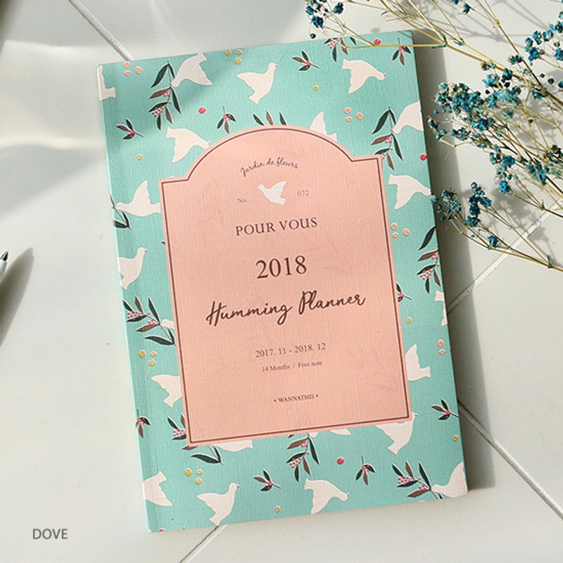 Dove - 2018 Pour vous humming small dated monthly planner Dove - 2018 Pour vous humming small dated monthly planner